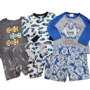 Bundle (5) Toddler Boys Pajamas 2 Piece Pajama Set Footie Cars Police 2T